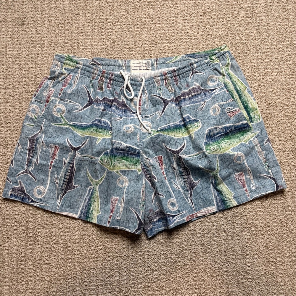 Reyn‎ Spooner XXL Marshall Madruga Fishing Swim Trunks Blue Marlin Mahi Mahi